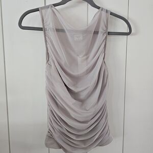 Abercrombie & Fitch Sheer Draped Blouse in Light Gray